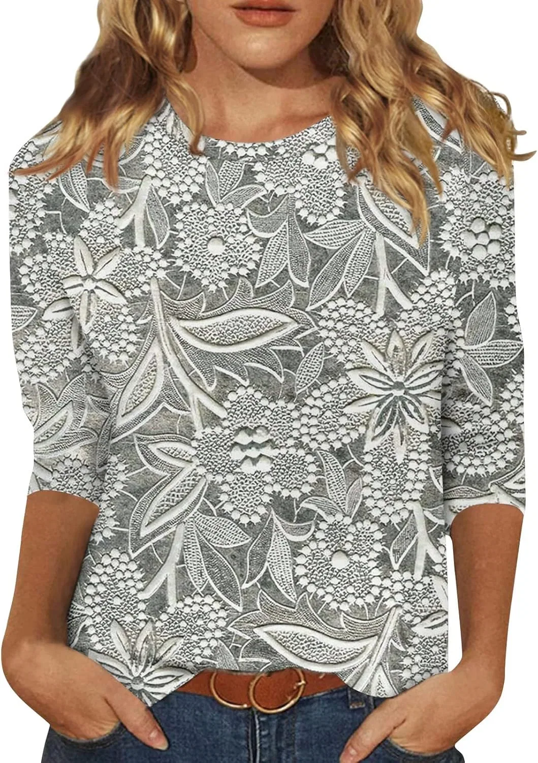 Женская блуза с 3/4 рукавом, Generic, 4-light Gray