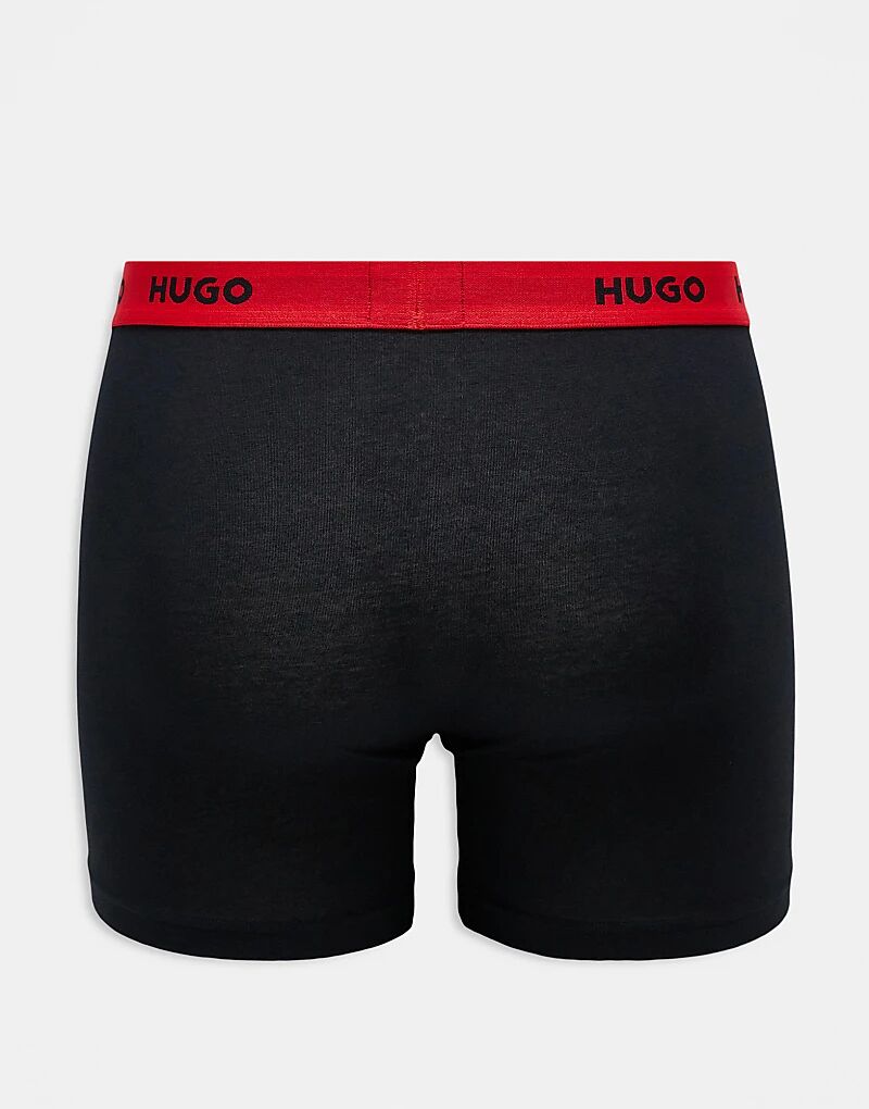 

HUGO Bodywear, комплект из 3 трусов-боксеров черного и красного цветов с дизайнерским принтом Hugo Red