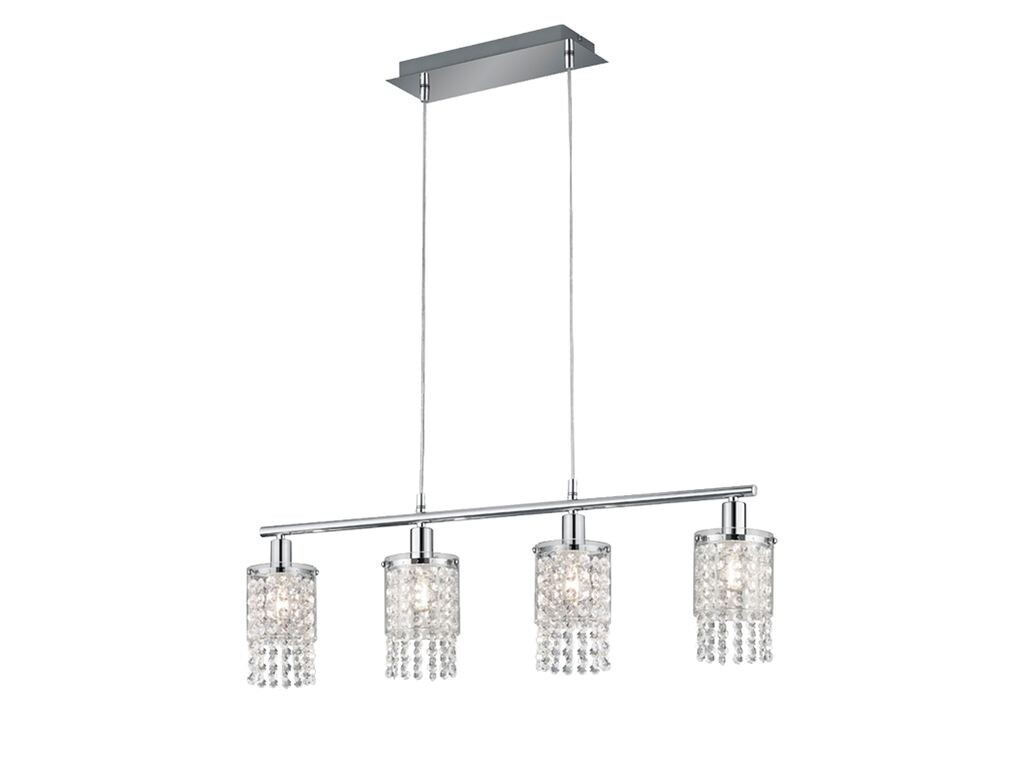 

R30764006 Шикарный подвесной светильник хром 4xE14 высота ок. 150 см. Reality Leuchten, прозрачный