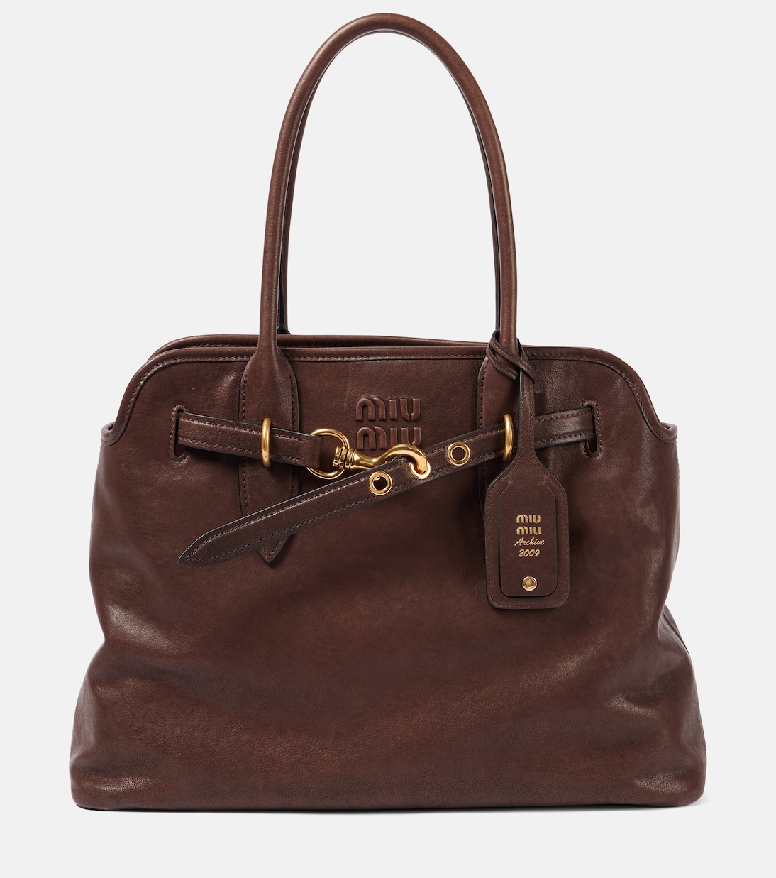 

Большая кожаная наплечная сумка Adventure Miu Miu, Radica