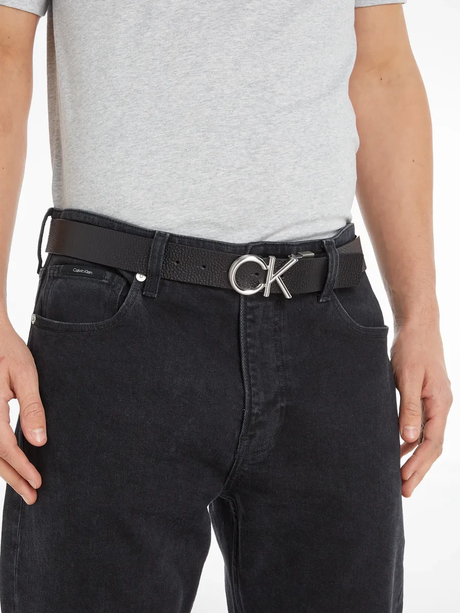 

Кожаный ремень Calvin Klein "ADJ/REV CK METAL", коричневый