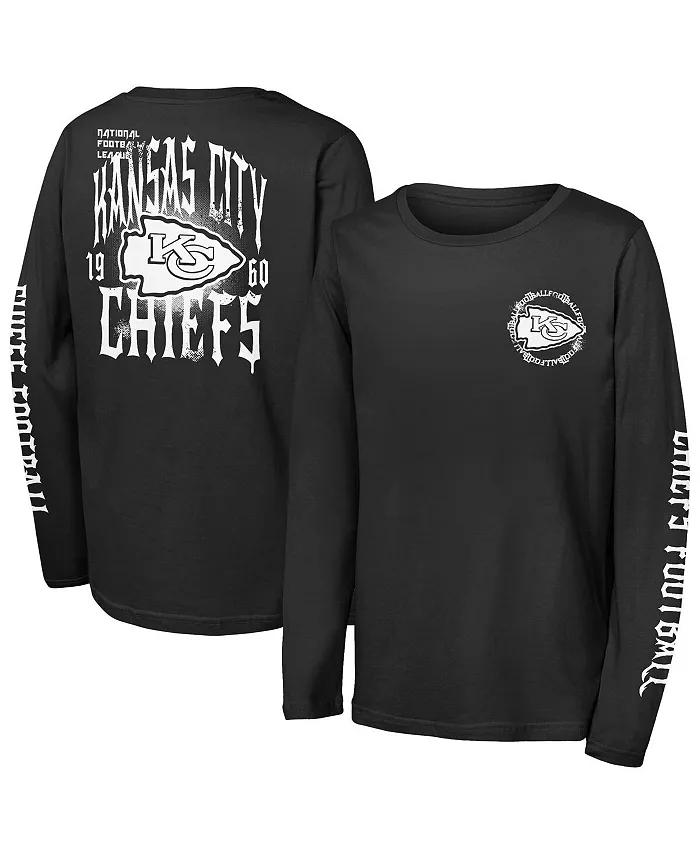 

Большие мальчики и девочки черная футболка Kansas City Chiefs Rumble с длинным рукавом Outerstuff