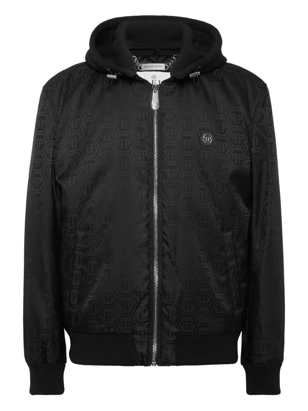 

Бомбер с капюшоном и логотипом Philipp Plein, черный