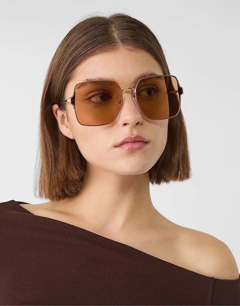 

Солнцезащитные очки Stradivarius с металлическими дужками коричневого цвета