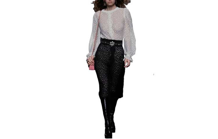 

Платье с длинными рукавами женское черное/белое Chanel