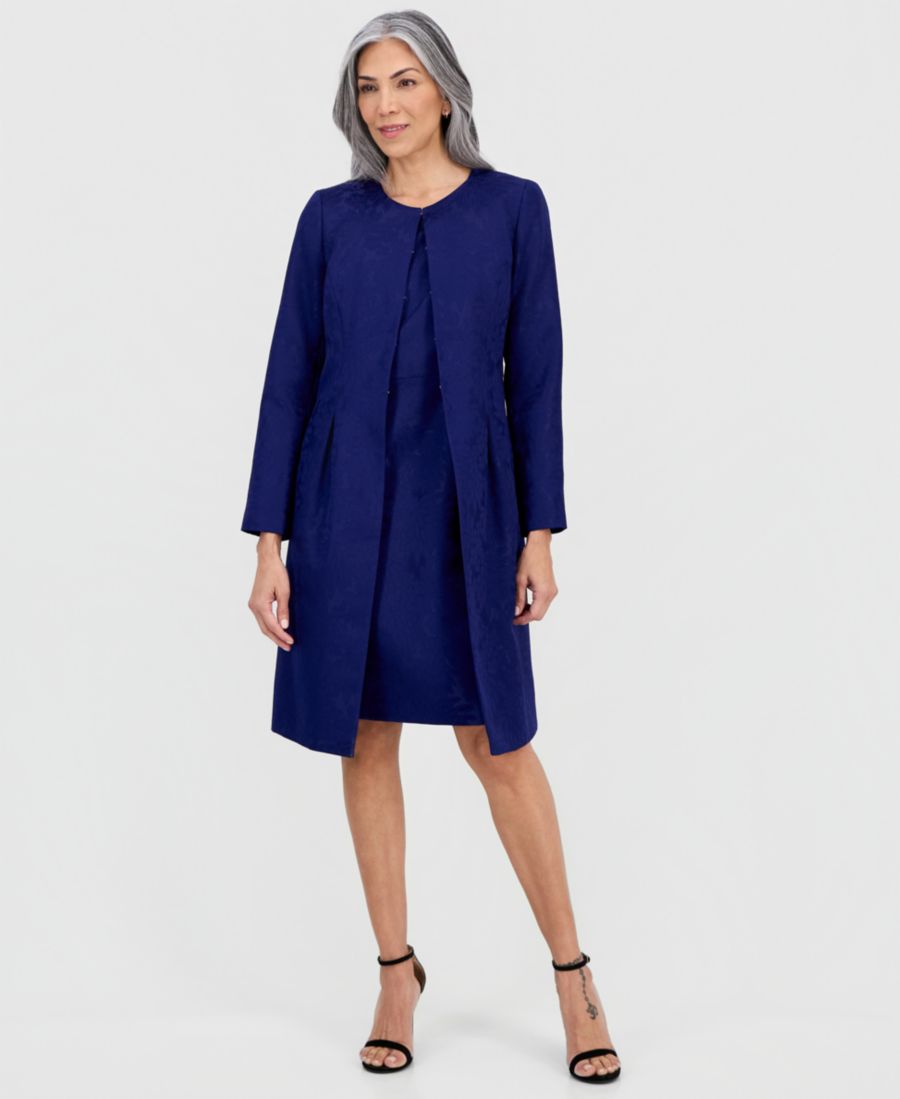 

Женский жаккардовый жакет и платье-футляр с круглым вырезом Le Suit, Regal Purple