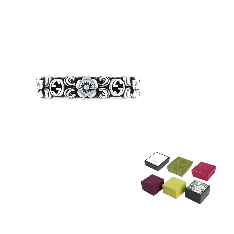 

Gucci Кольцо из стерлингового серебра 925 пробы с переплетающимися элементами, унисекс, серебристо-черные