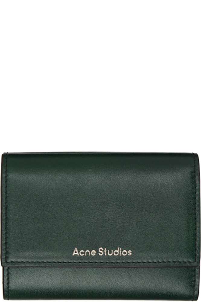 

Зеленый кожаный кошелек тройного сложения Acne Studios