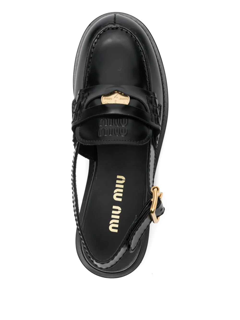 Лоферы с ремешком на пятке и логотипом MIU MIU, черный — фото 4