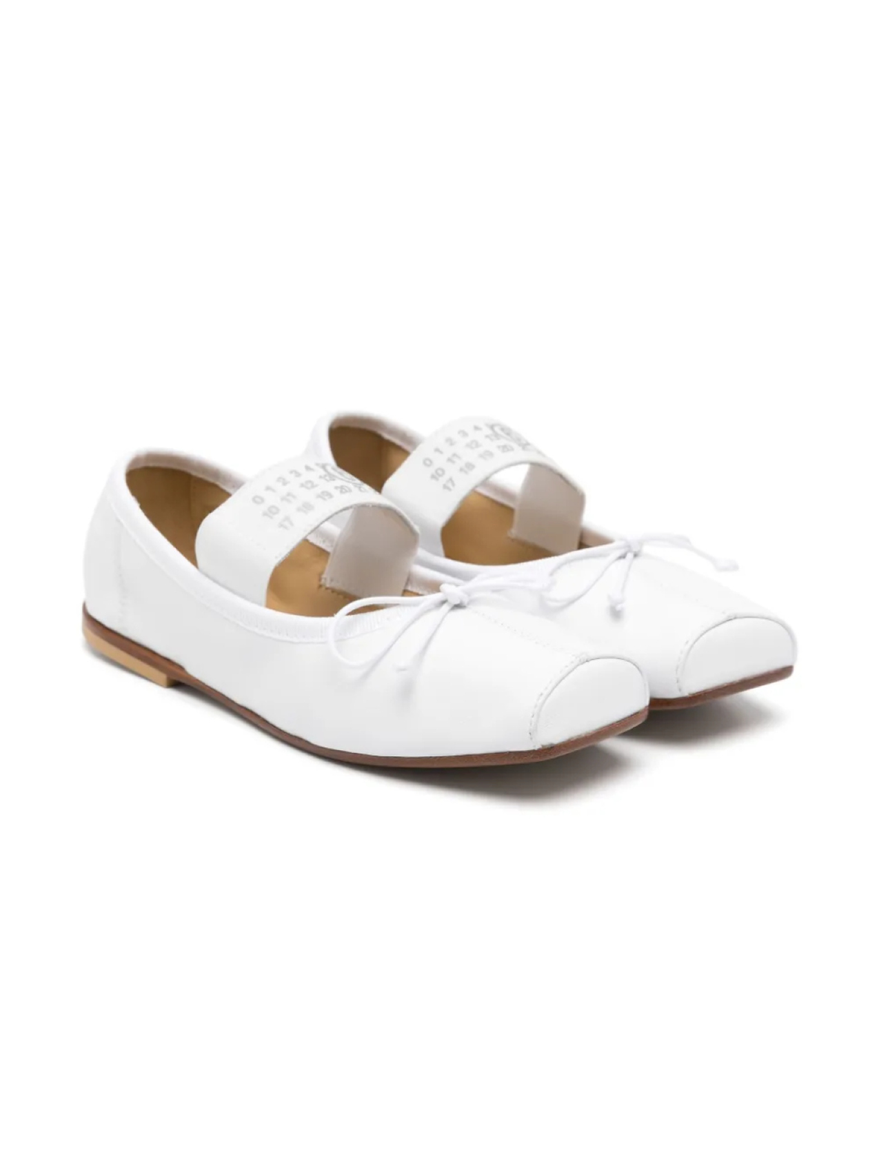 

Кожаные балетки MM6 Maison Margiela Kids, белый