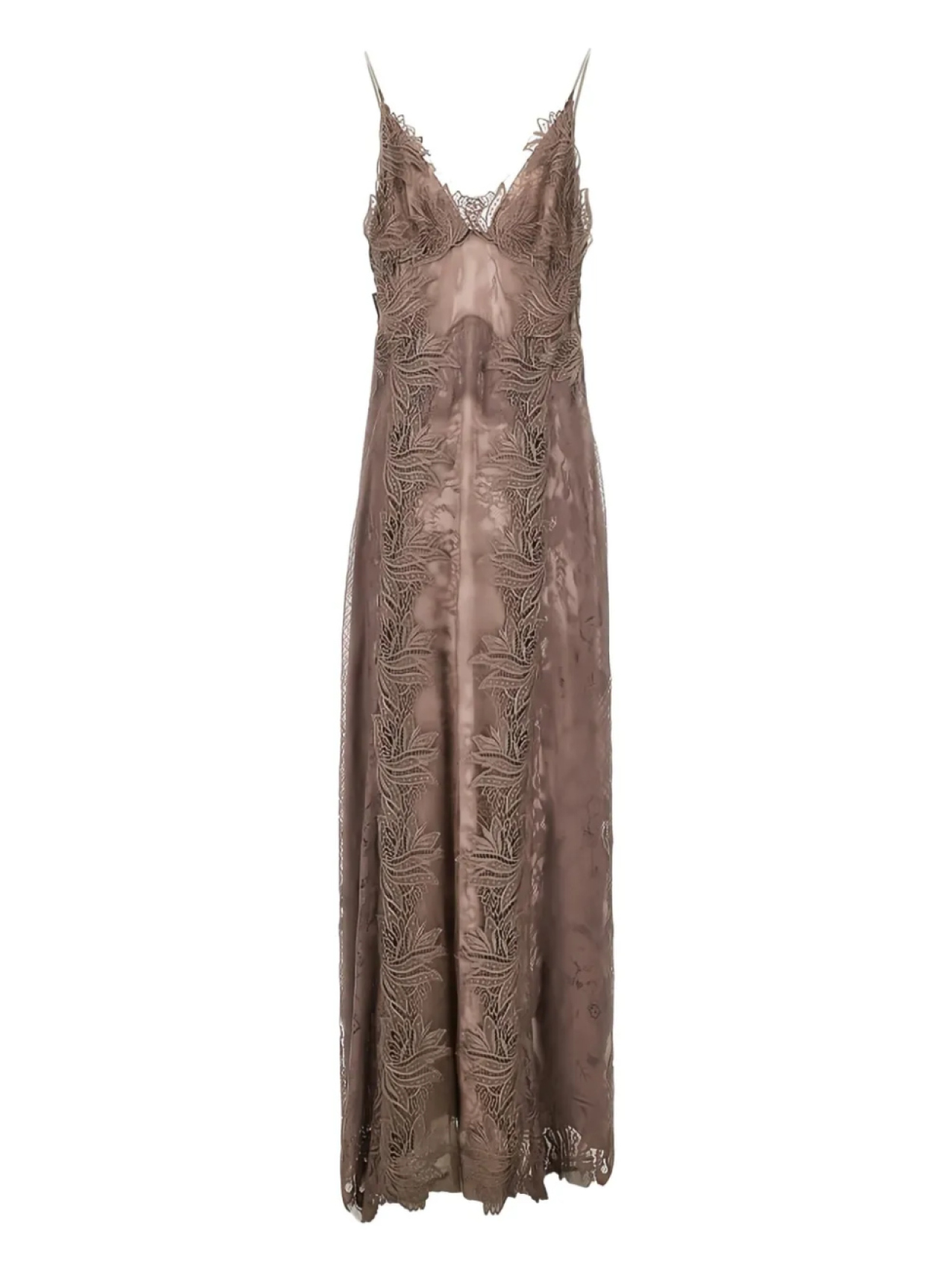 

Платье с кружевной вышивкой Alberta Ferretti, коричневый