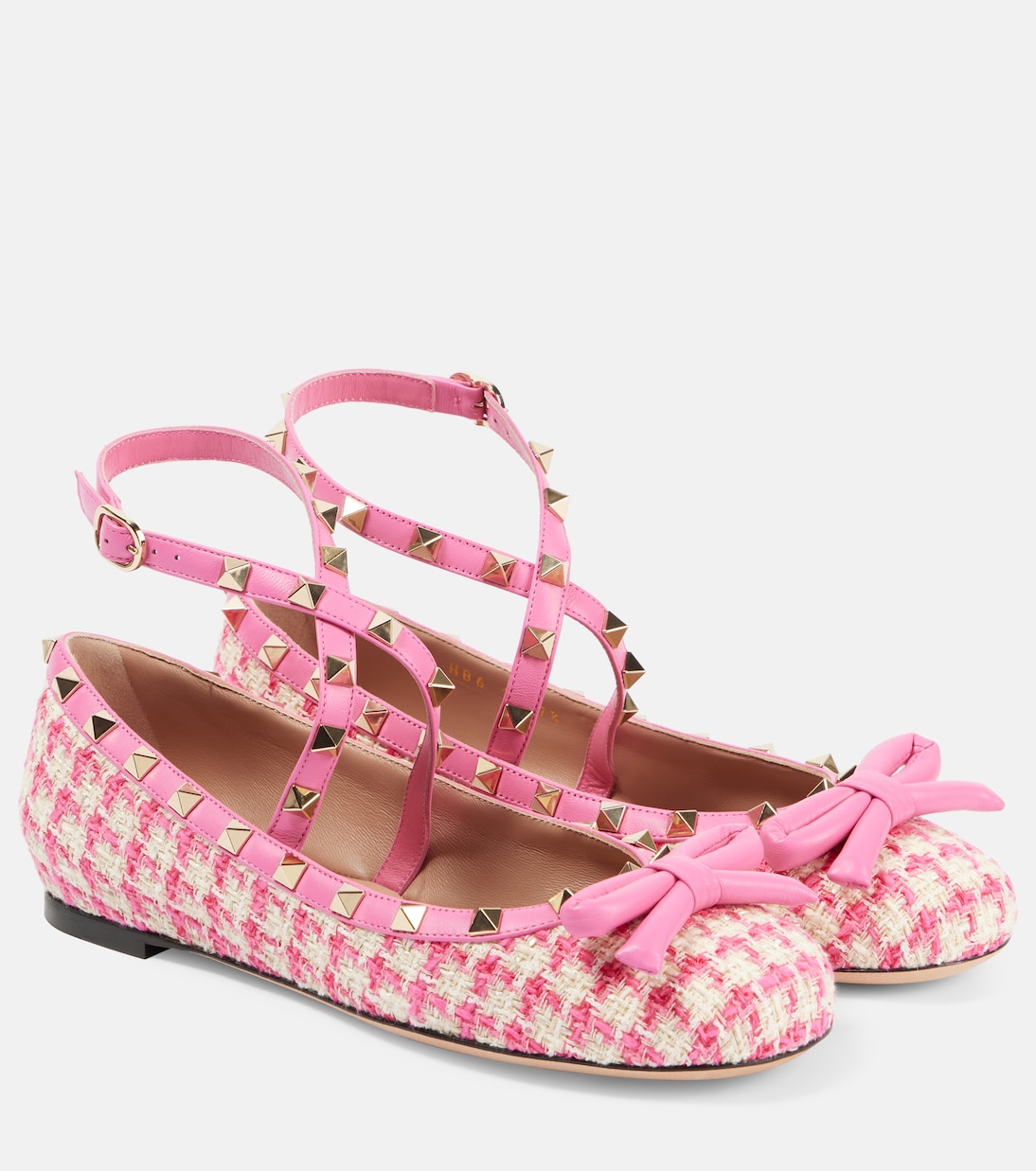Балетки Rockstud из твида Valentino Garavani, Latte Rosa Femine