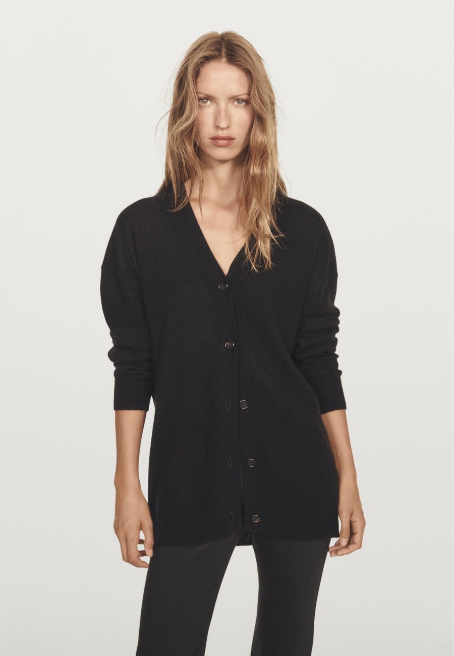 

Кардиган Massimo Dutti BUTTONED OVERSIZE WITH V-NECK, Black