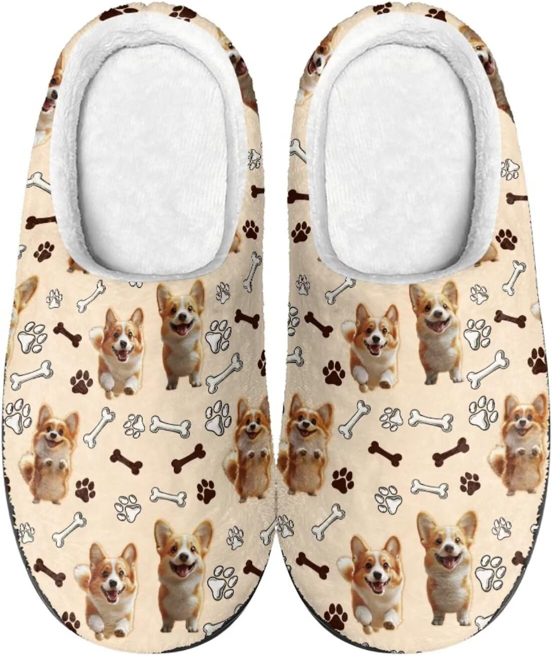

Уютные тапочки, мягкие и удобные, с нескользящей подошвой, для женщин и мужчин, домашняя обувь, обувь для спальни Cadowhimsy, Corgi Dog Paw Bone