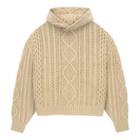 

Толстовка fw23 cable knit hoodie 'gold heather' Fear Of God Essentials, бежевый