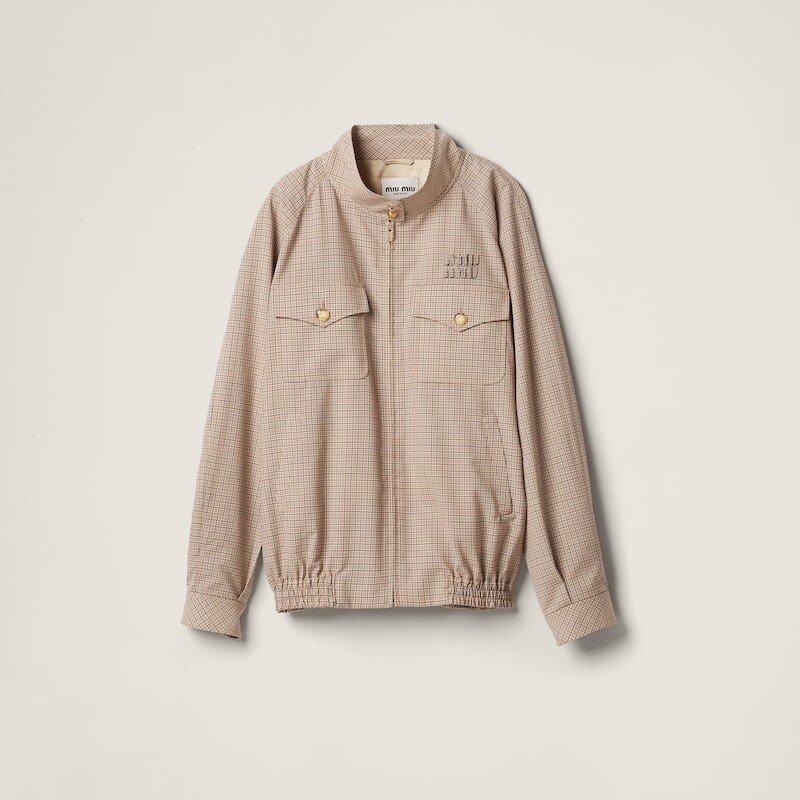 

Клетчатый пиджак Miu Miu, бежевый