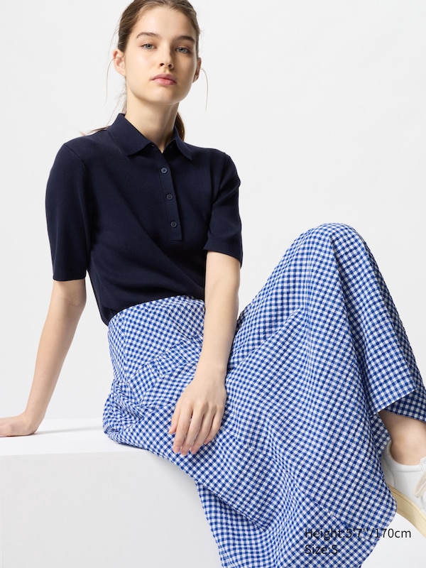 

Юбка из ткани сирсакер (в клетку) Uniqlo, синий