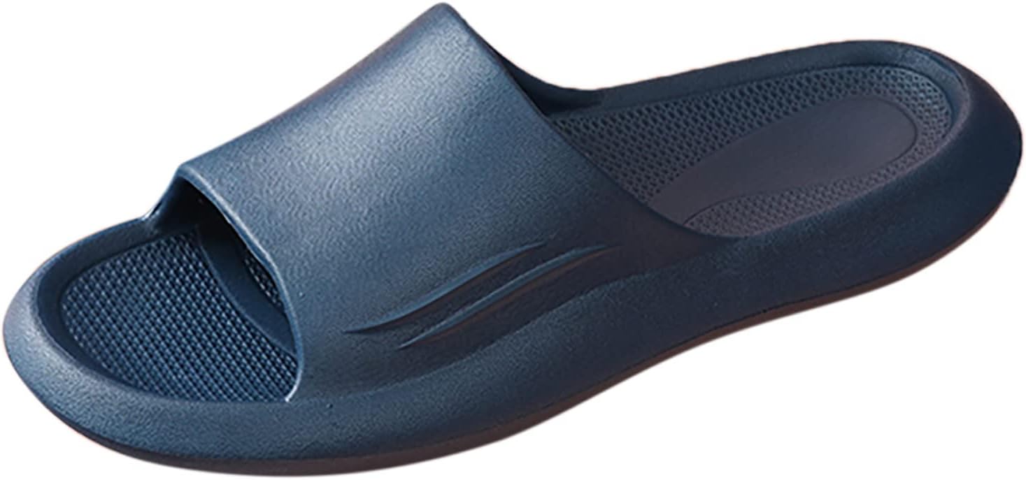 

Модные мужские тапочки для дома и ванной весна-лето, с нескользящей подошвой, на плоской подошве, открытым носком, мужские тапочки на размер 14 Generic, темно-синий