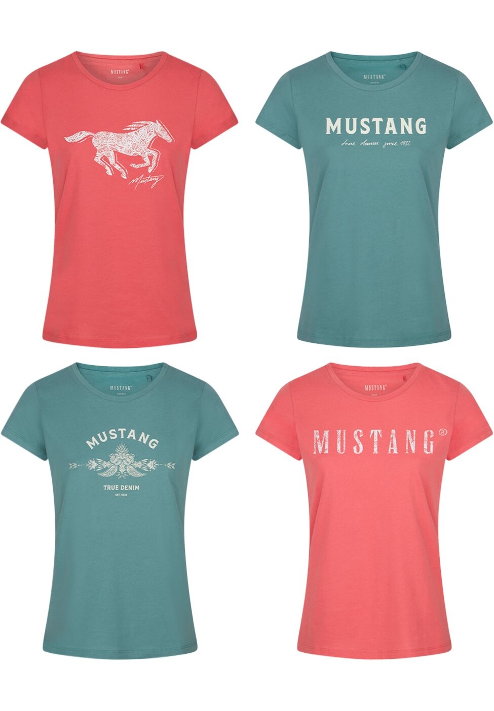 

Футболка с принтом ALEXIA C LOGO 4ER PACK Mustang, цвет coral