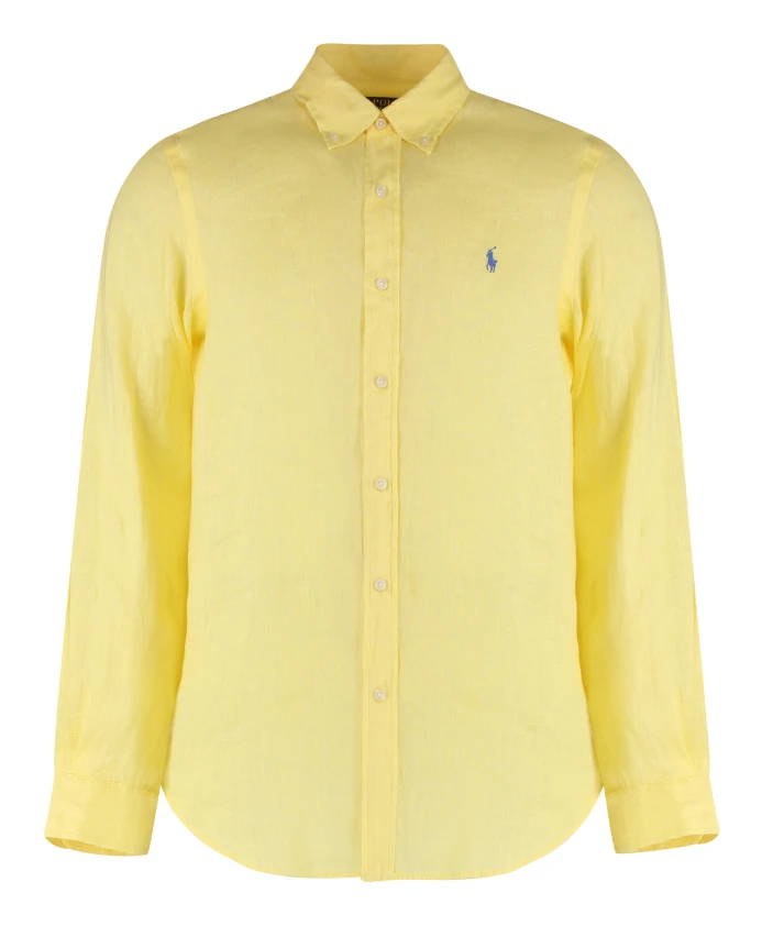

Льняная рубашка с закругленным низом Polo Ralph Lauren, желтый