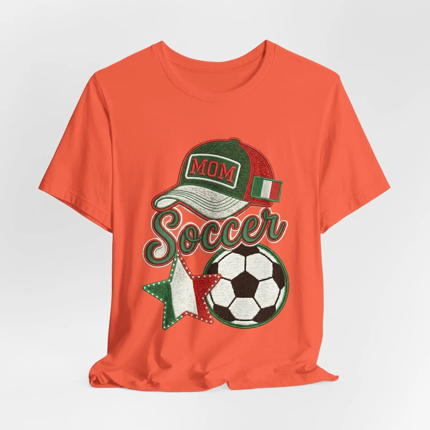 Футболка с принтом Mom Soccer Cap and Ball, Coral — фото 4