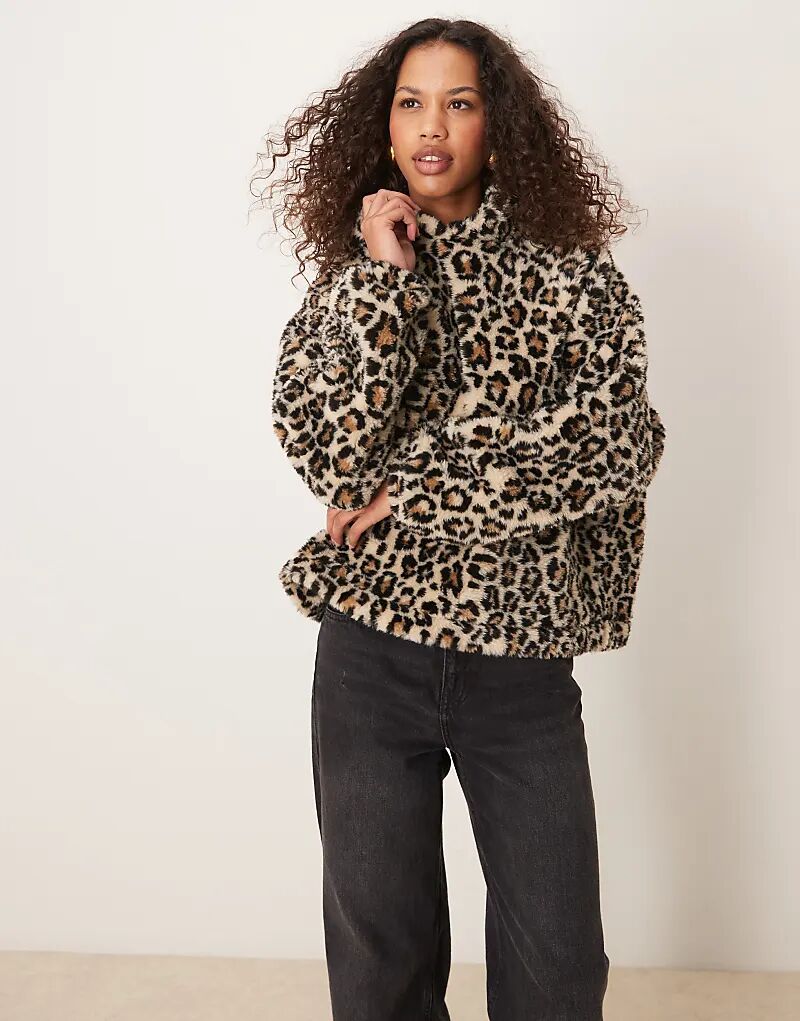 

Леопардовый борг толстовка в нейтральном цвете ASOS DESIGN