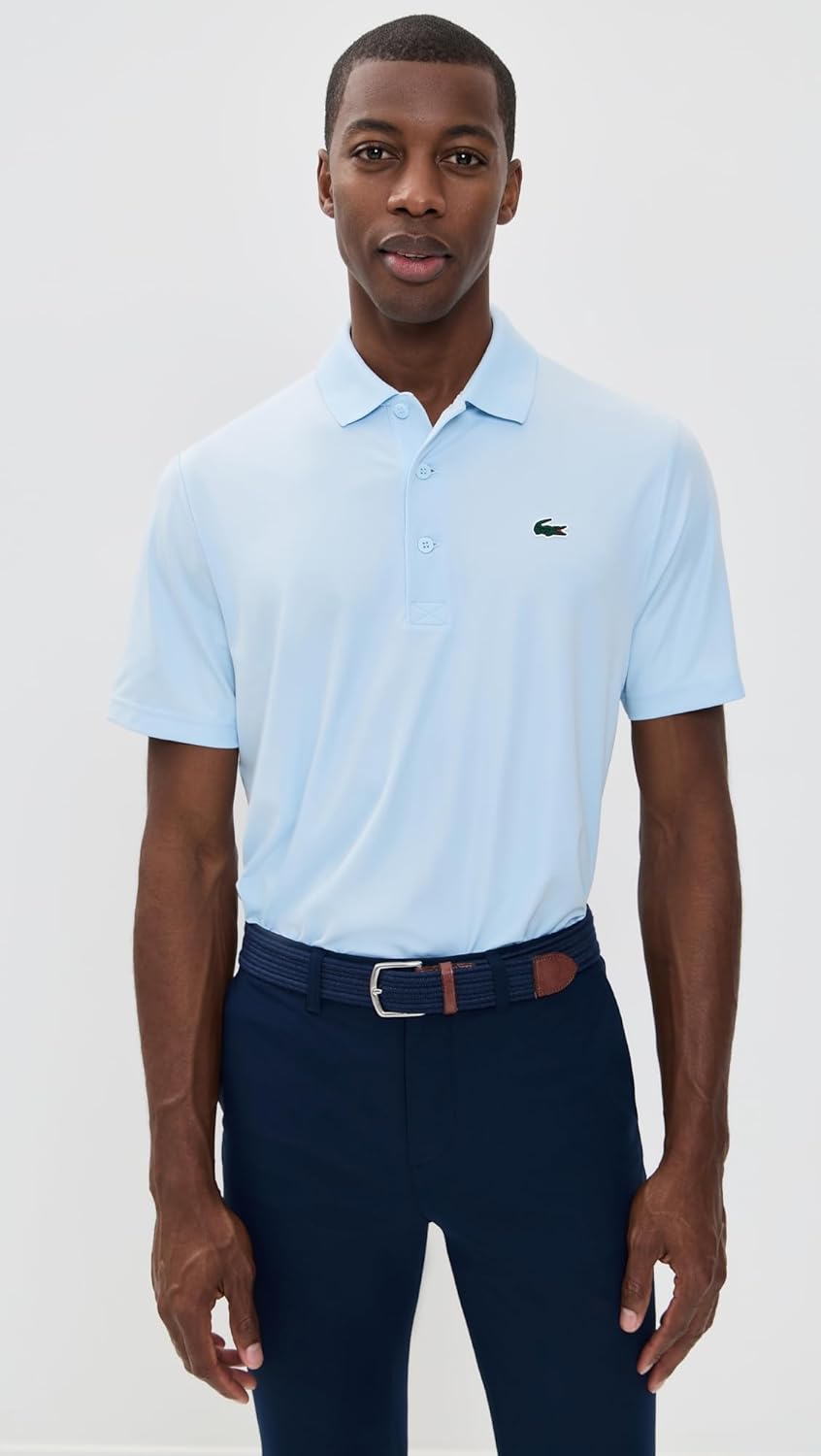 Поло Lacoste Sport Regular Fit, мужское, для гольфа с защитой от ультрафиолета, Light Blue — фото 2