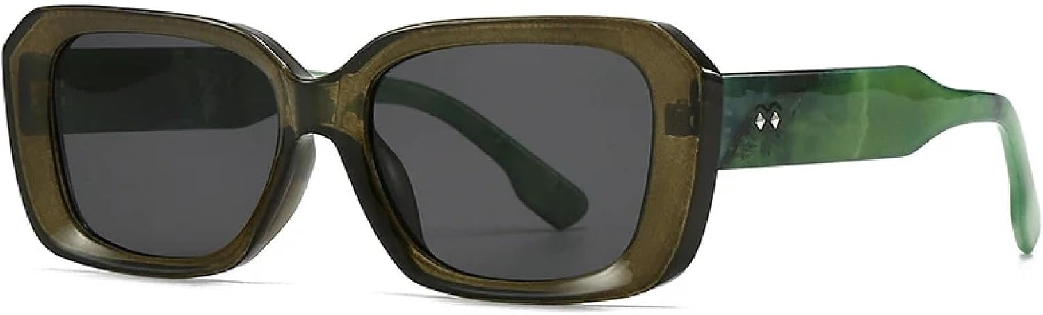 

Модные солнцезащитные очки Polygon для женщин в стиле ретро, ​​конфетные цвета, прозрачный градиент, защита от УФ-излучения UV400; мужские солнцезащитные очки с заклепками TVTBBVV, Dark Green Gray