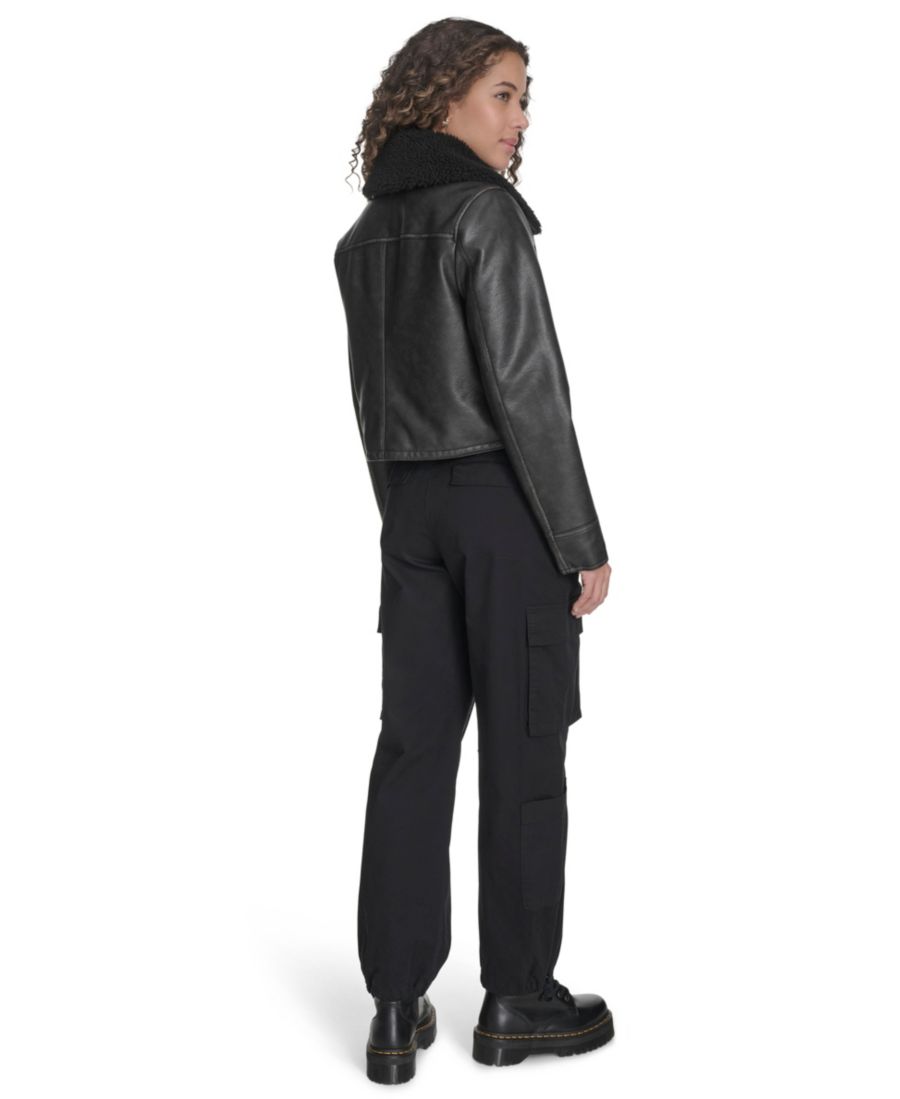 Женская куртка-авиатор из искусственной кожи стандартного размера Levi's, Black — фото 4