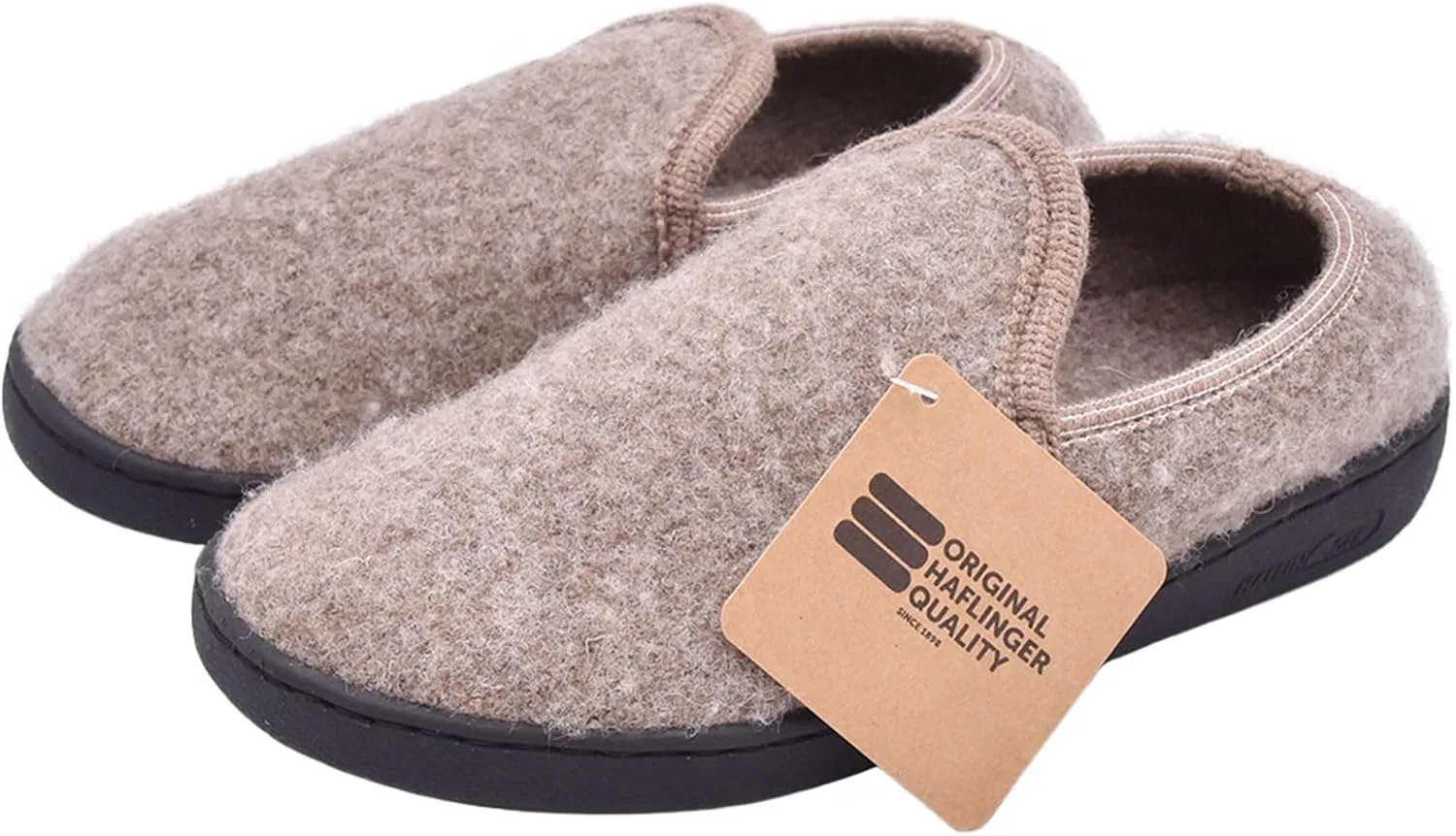 HAFLINGER Unisex Atb II Теплые шерстяные дышащие влагоотводящие тапочки с закрытой пяткой и нескользящей резиновой подошвой, Erdfarben — фото 4