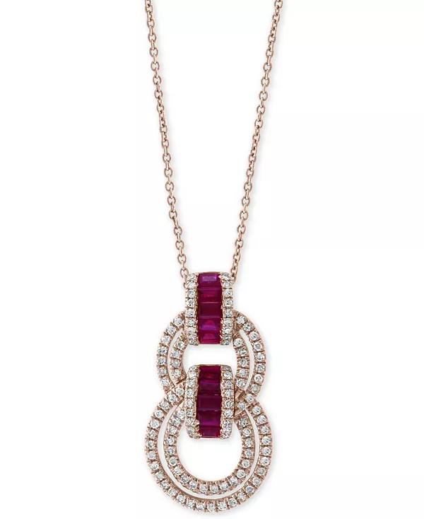 

Ожерелье с подвеской Effy из 14-каратного розового золота с рубинами (5/8 карата) и бриллиантами (1/2 карата) длиной 18 дюймов Effy Collection, ruby