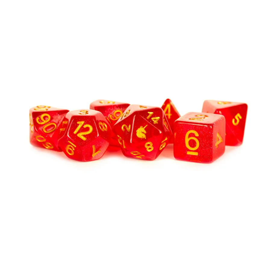 

Поликомплект красный с желтым (7), Resin Dice - Unicorn (Metallic Dice Games)