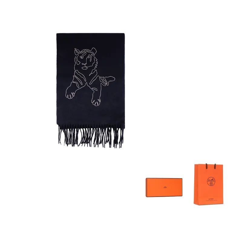 

HERMES Кашемировый вязаный шарф унисекс, Marine Blue