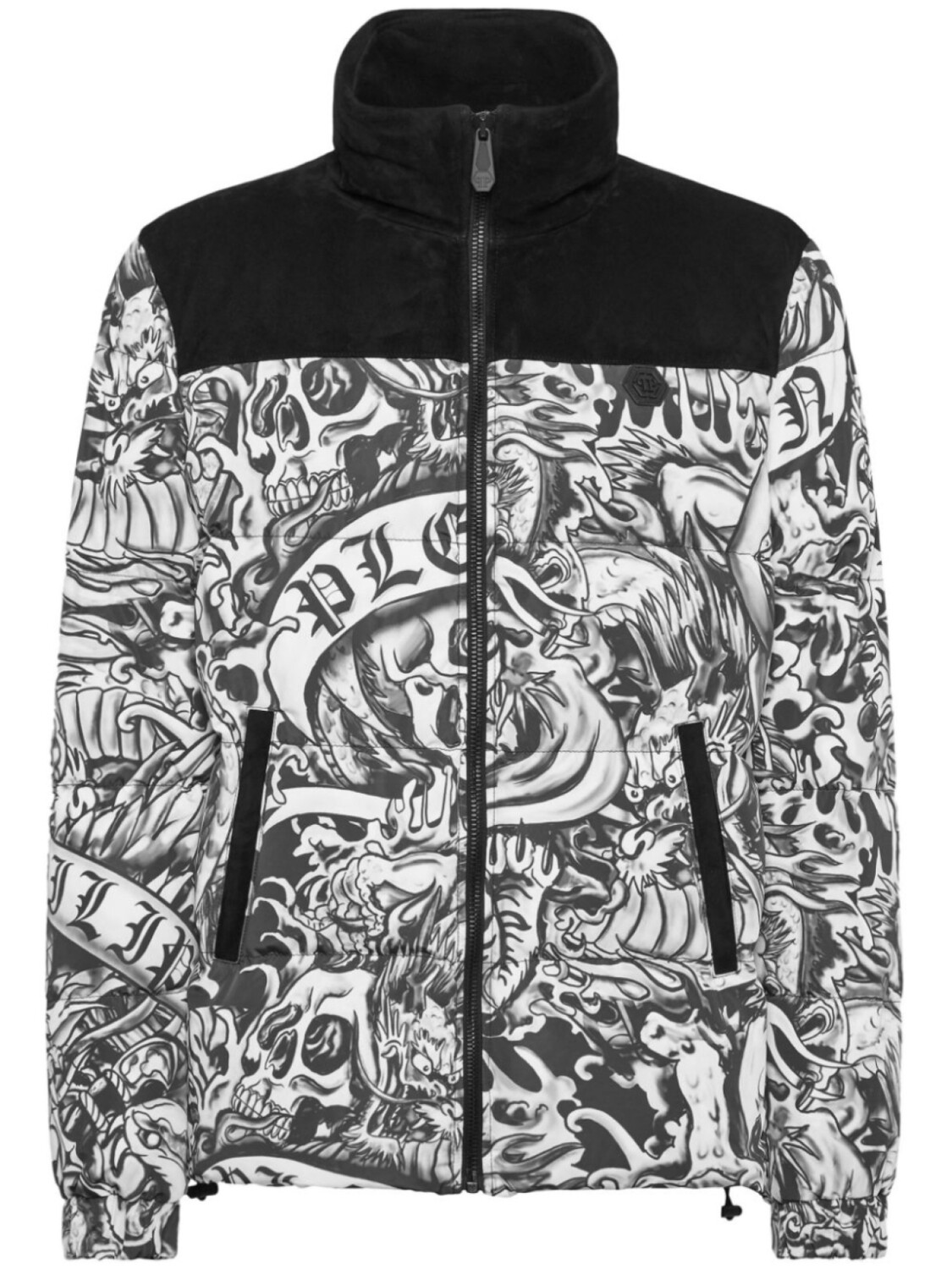 

Philipp Plein пуховик с принтом, черный
