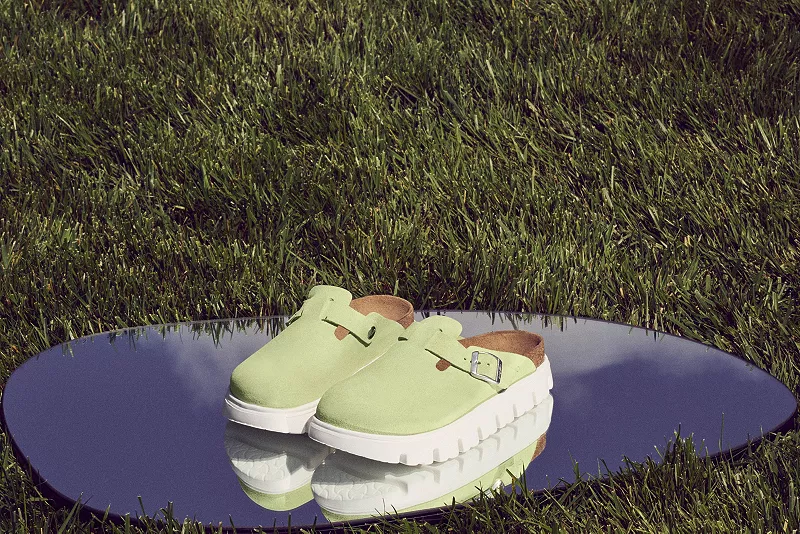 Женские массивные бостонские сабо Papillio от Birkenstock, цвет Lime — фото 2
