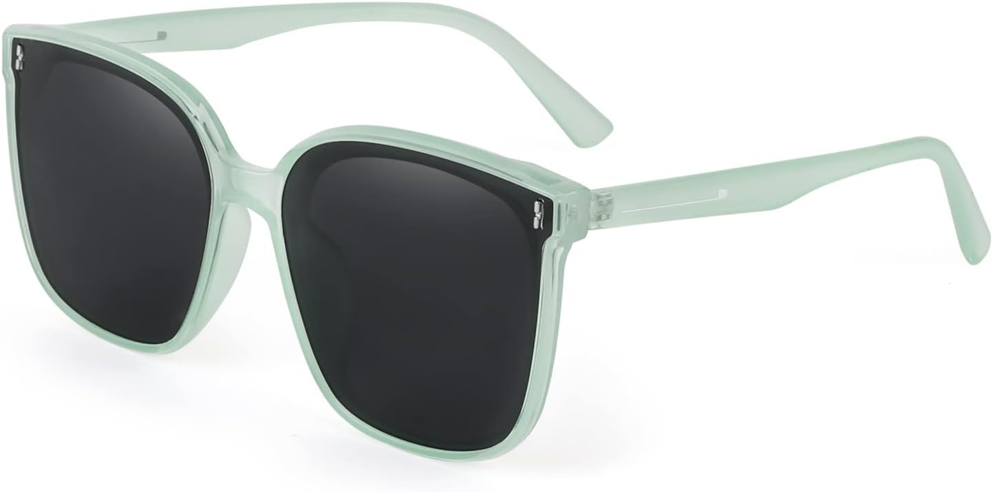 

FEISEDY Женские большие винтажные поляризованные солнцезащитные очки квадратной формы, милые, модные, классические, простые, мужские B2758, 009 Transparent Green Frame & Grey Lens