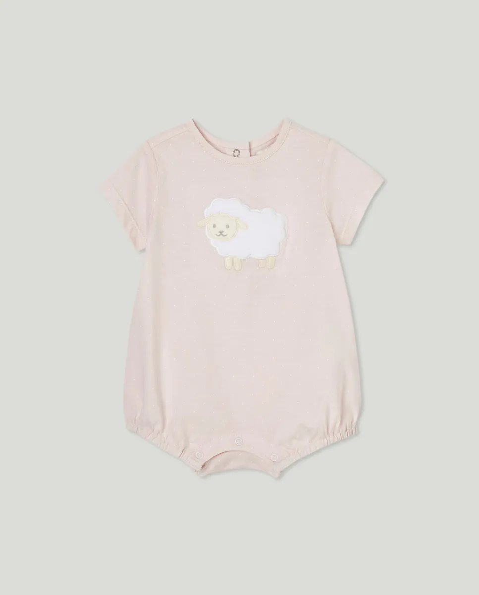 

Короткий комбинезон для девочки Cotton Juice, розовый