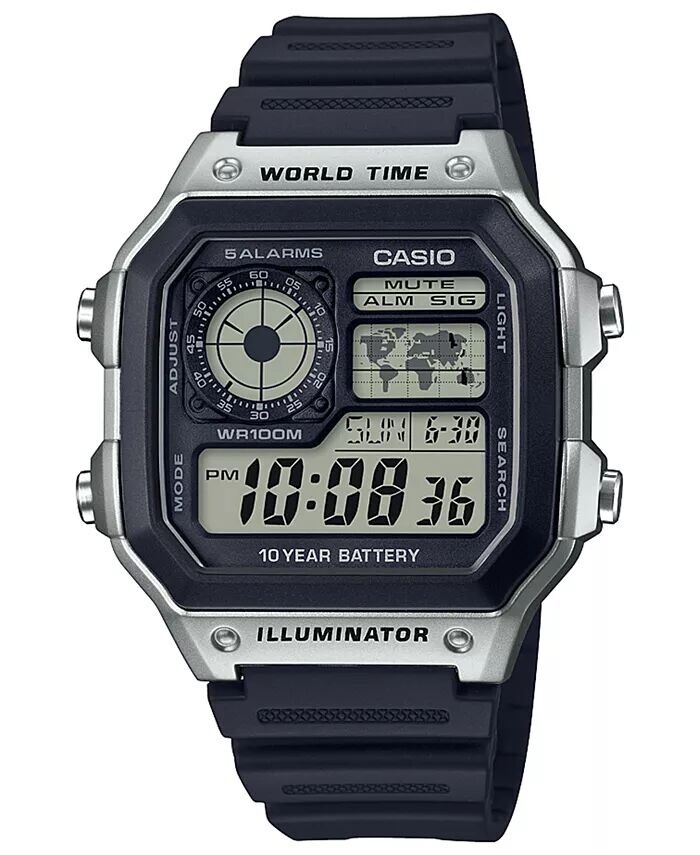 

Мужские цифровые часы с черным полимерным ремешком, 42,1 мм Casio