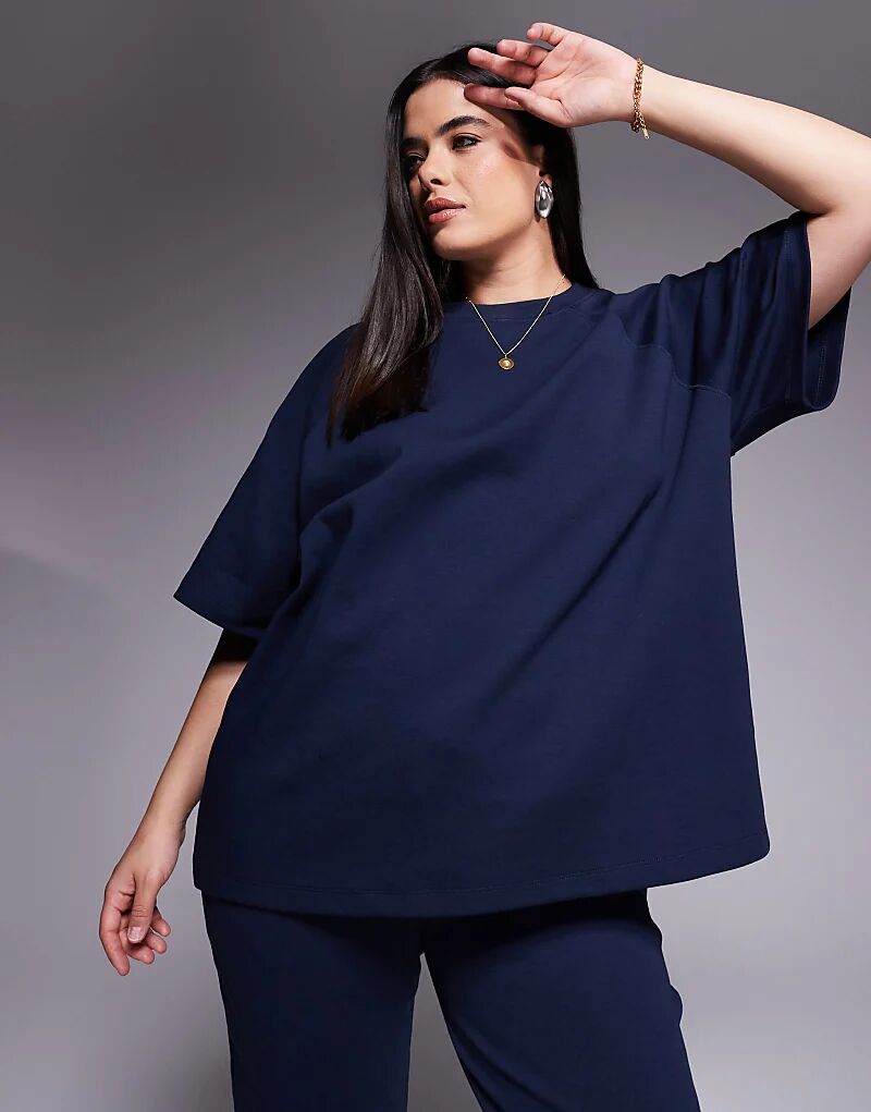 

Футболка ASOS DESIGN Curve интерлок реглан темно-синего цвета — часть комплекта Asos Curve