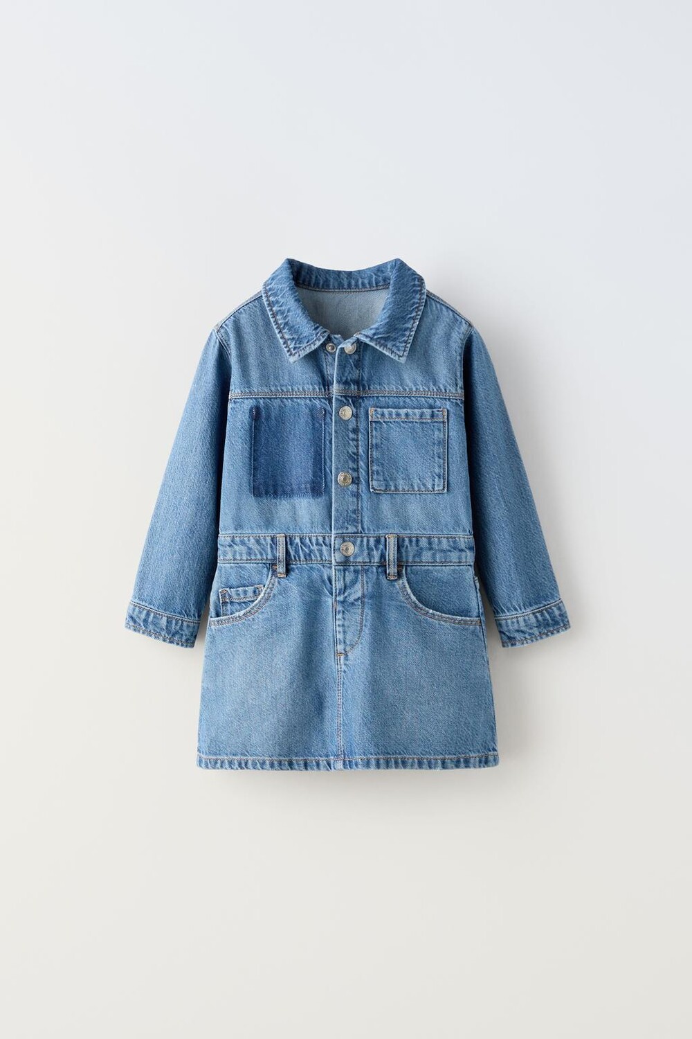 

Джинсовое платье с карманами ZARA, средне-синий