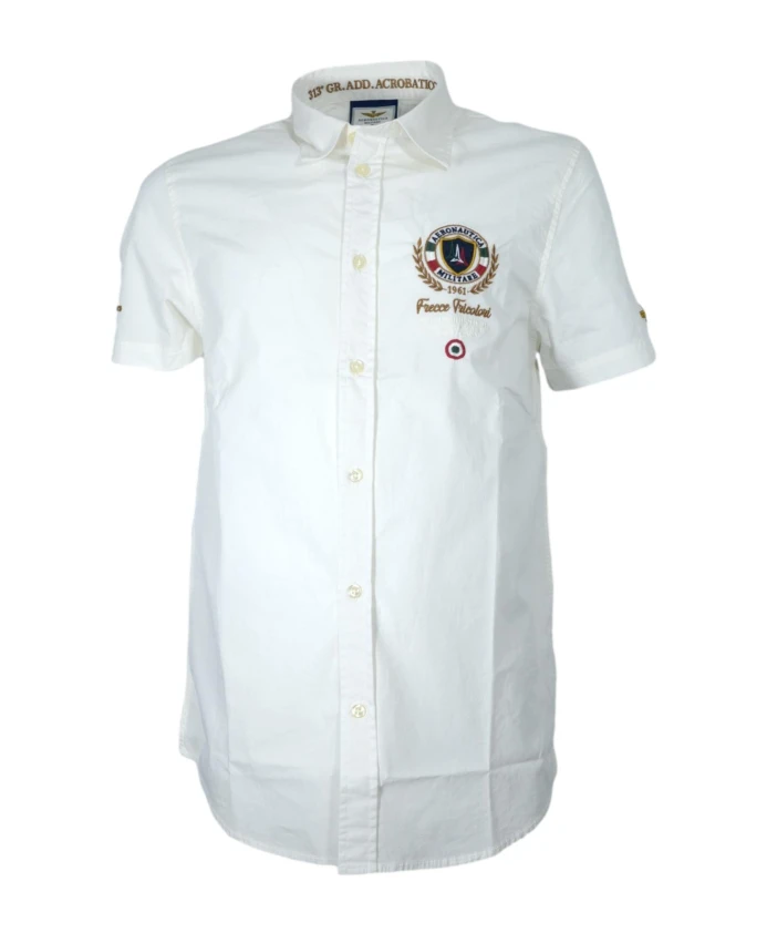 

Рубашка с короткими рукавами и вышивкой на груди Aeronautica Militare, белый