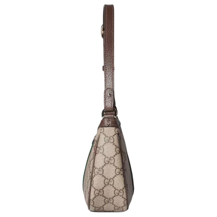 GUCCI Холщовая наплечная сумка унисекс, бежево-коричневая — фото 3