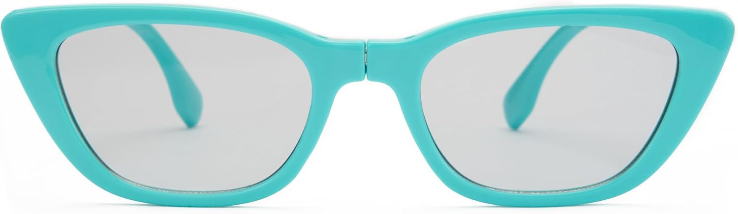 

Складные солнцезащитные очки Cyxus «кошачий глаз» для женщин и мужчин, защита UV400, сверхлегкие, удобные для переноски, складные, модель 1151, 05- Blue Frame - Blue Grey Lens