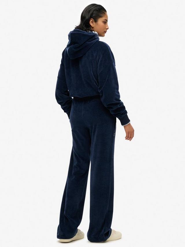 Вельюровые широкие спортивные брюки Superdry, Richest Navy — фото 2