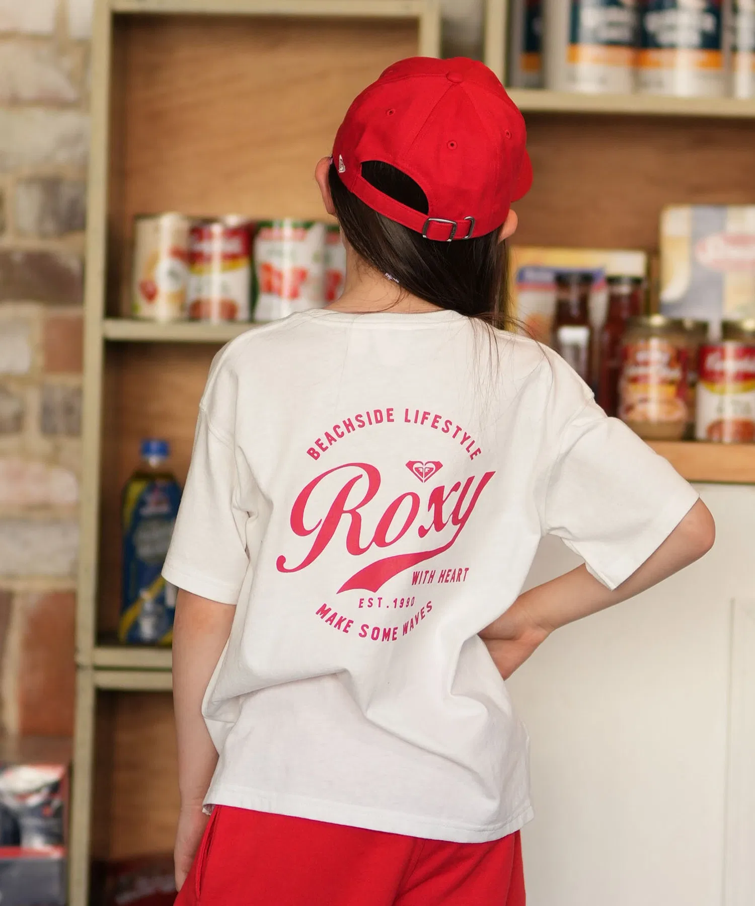 Детская футболка ROXY MINI ROXY WITH HEART с принтом бежевая