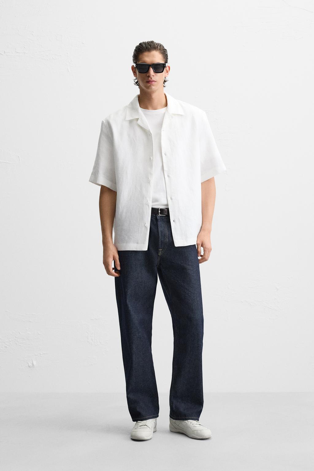 

Рубашка из 100% льна ZARA, белый