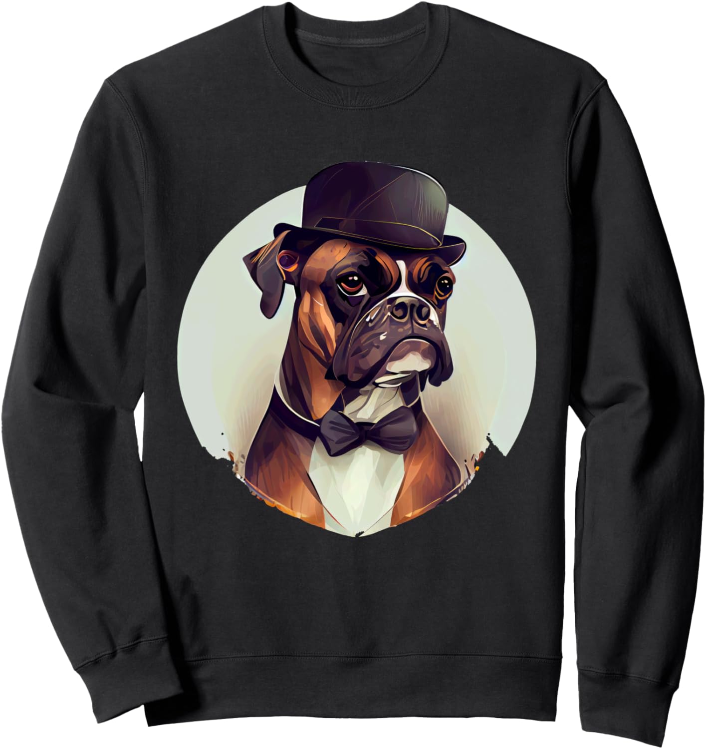 

Толстовка с изображением собаки породы боксер в цилиндре и галстуке-бабочке Sophisticated Boxer Dog Illustration, черный