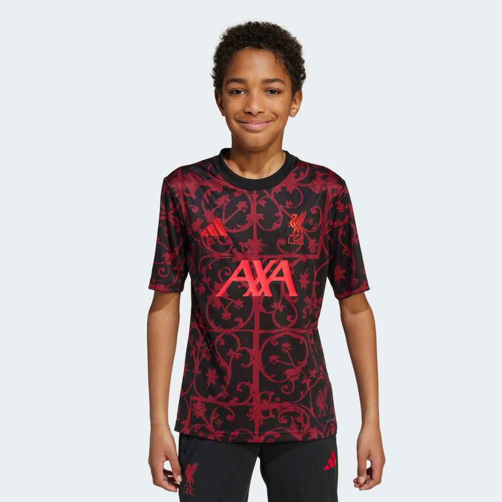 

Джерси Adidas Liverpool FC 25/26 Pre-Match Jersey Kids, цвет Black/Pure Ruby