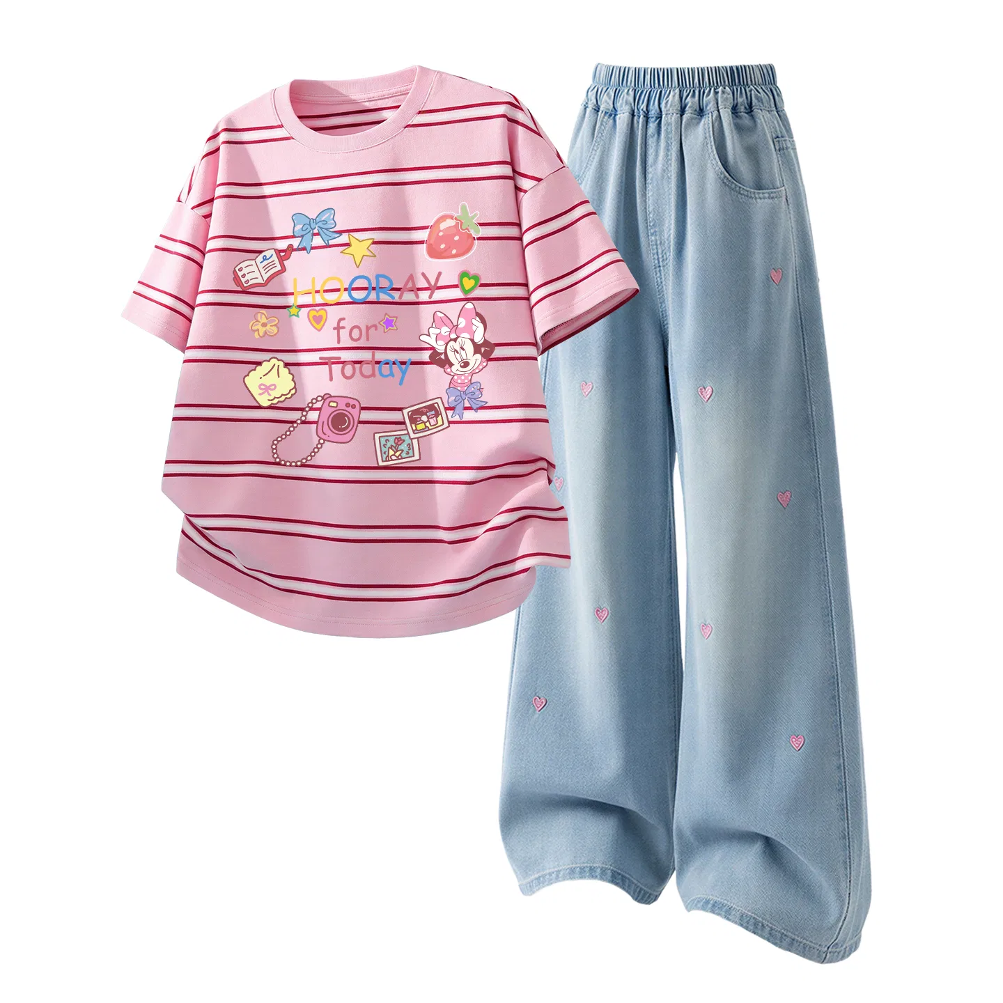 Детский спортивный костюм Casual Sportswear 2 Piece Set Disney, Di Sweetie K Pink+Solid Color Denim Light Blue — фото 4