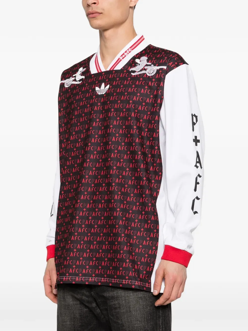 Футболка с длинными рукавами и узором Adidas, черный — фото 3